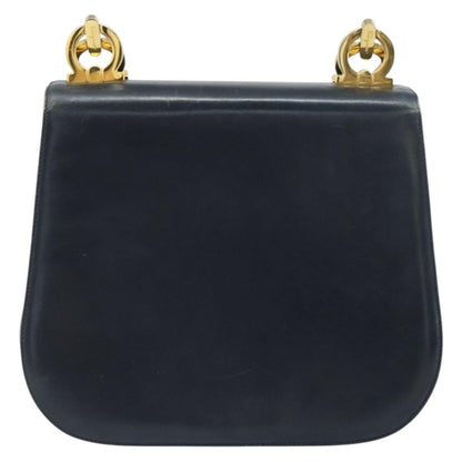 Salvatore Ferragamo Gancini Shoulder Bag Leather, NAVY, LEATHER, Shoulder bag