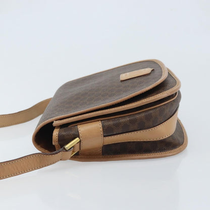 Celine Vintage Macadam Shoulder Bag Canvas and Leather, Brown, Canvas, Shoulder Bag