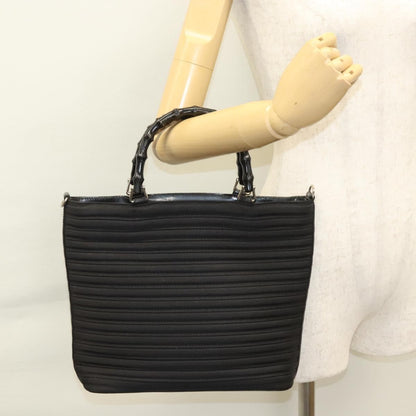 Gucci Vintage Bamboo Handle Tote Nylon, BLACK, NYLON, Tote bag