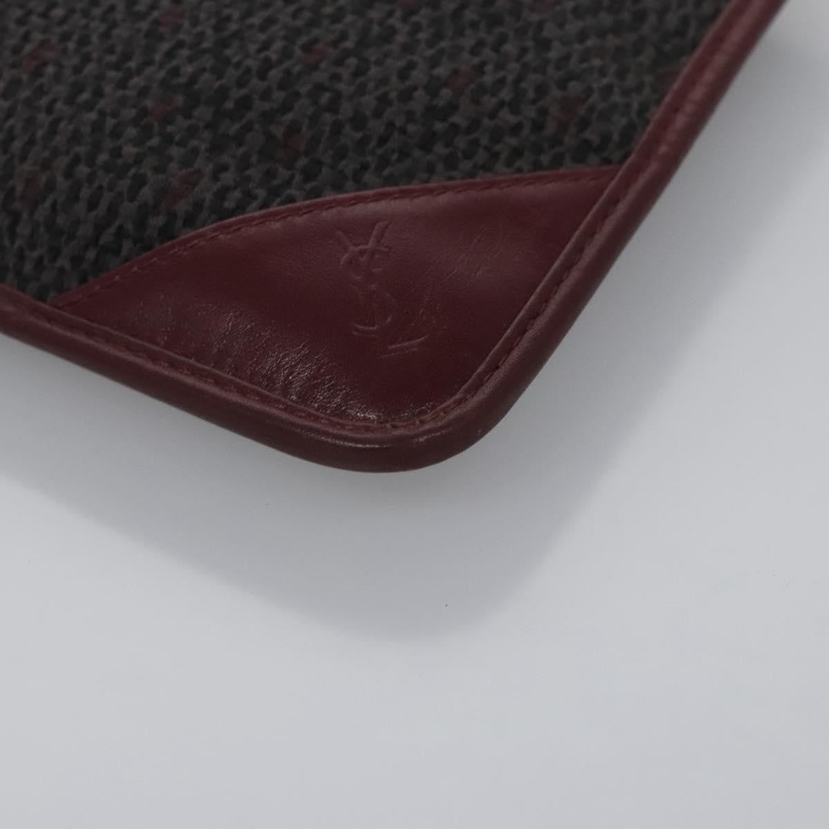 Saint Laurent Zipped Pouch Canvas, GRAY, PVC, Clutche & pouche