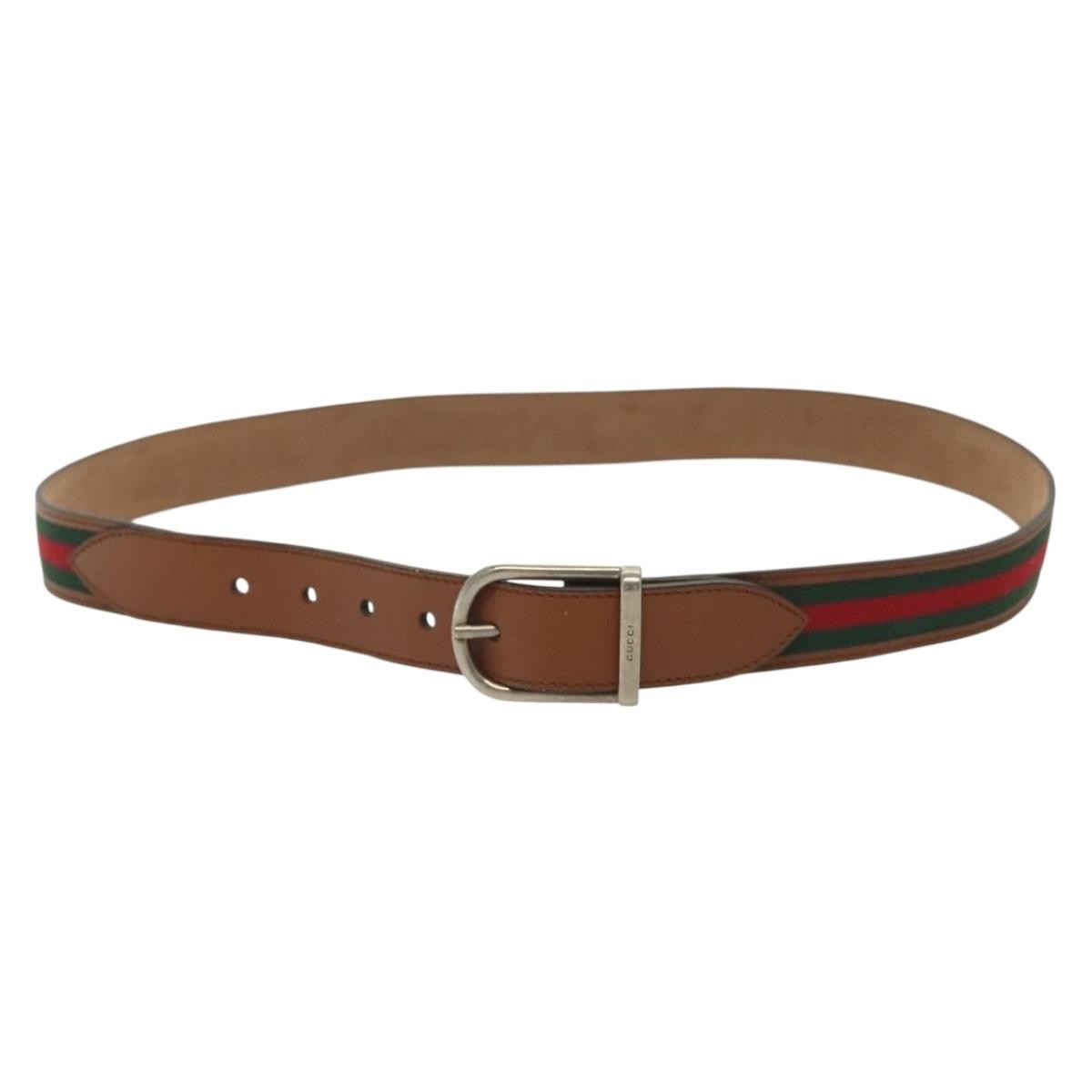 Gucci Sherry Line Belt Leather, BROWN, LEATHER, Belts