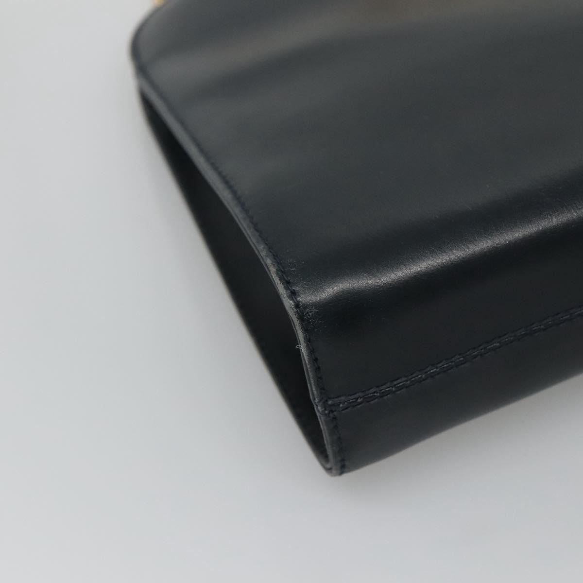 Salvatore Ferragamo Vintage Gancini Chain Shoulder Bag Leather, NAVY, LEATHER, Shoulder bag