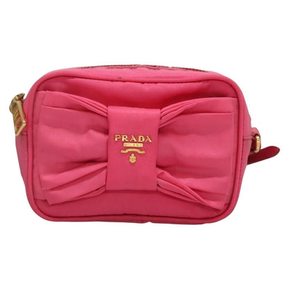 Prada Bow Camera Crossbody Bag Tessuto, PINK, NYLON, Clutche & pouche