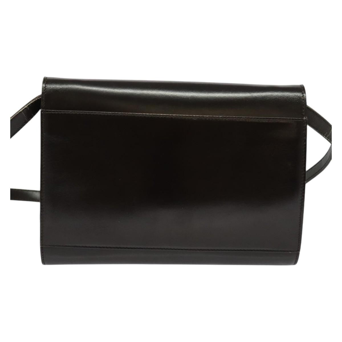 Celine Vintage Circle Logo Crossbody Bag Leather, BLACK, LEATHER, Shoulder bag