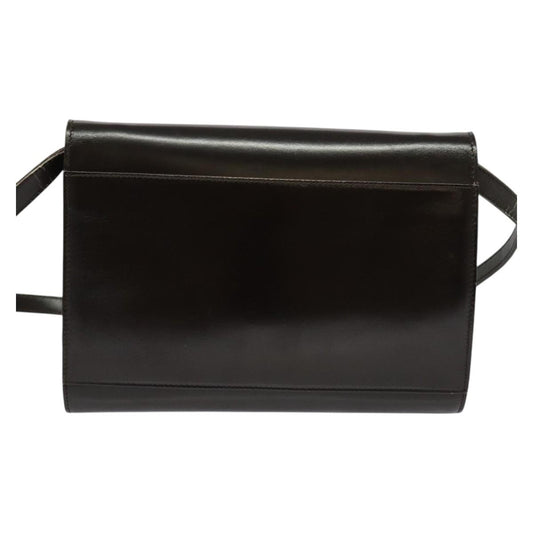 Celine Vintage Circle Logo Crossbody Bag Leather, BLACK, LEATHER, Shoulder bag