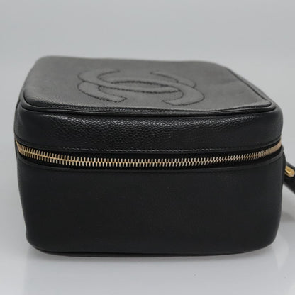 Chanel Vintage Timeless Zip Around Vanity Case Caviar, BLACK, LEATHER, Toiletry Case