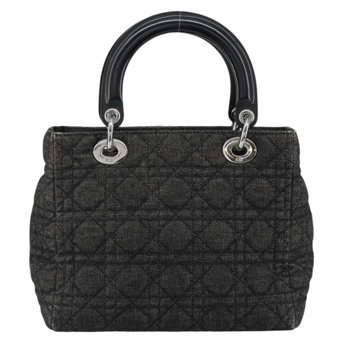 Christian Dior Vintage Lady Dior Bag Cannage Quilt Denim, BLACK, DENIM_JEANS, Handbag