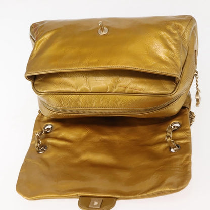 Chanel Luxe Ligne Flap Bag Patent, GOLD, LEATHER, Handbag