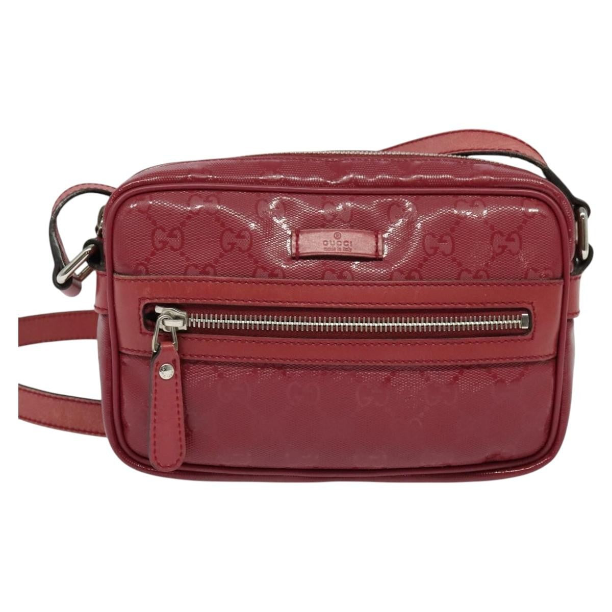 Gucci Zip Messenger Bag (Outlet) Canvas, RED, CANVAS, Shoulder bag