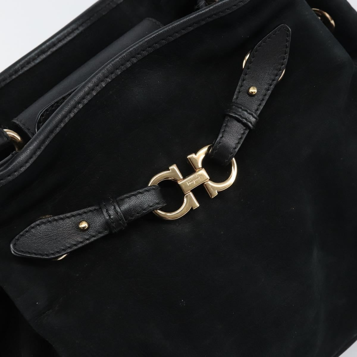Salvatore Ferragamo Gancini Tote Suede, BLACK, SUEDE, Tote bag