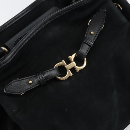 Salvatore Ferragamo Gancini Tote Suede, BLACK, SUEDE, Tote bag