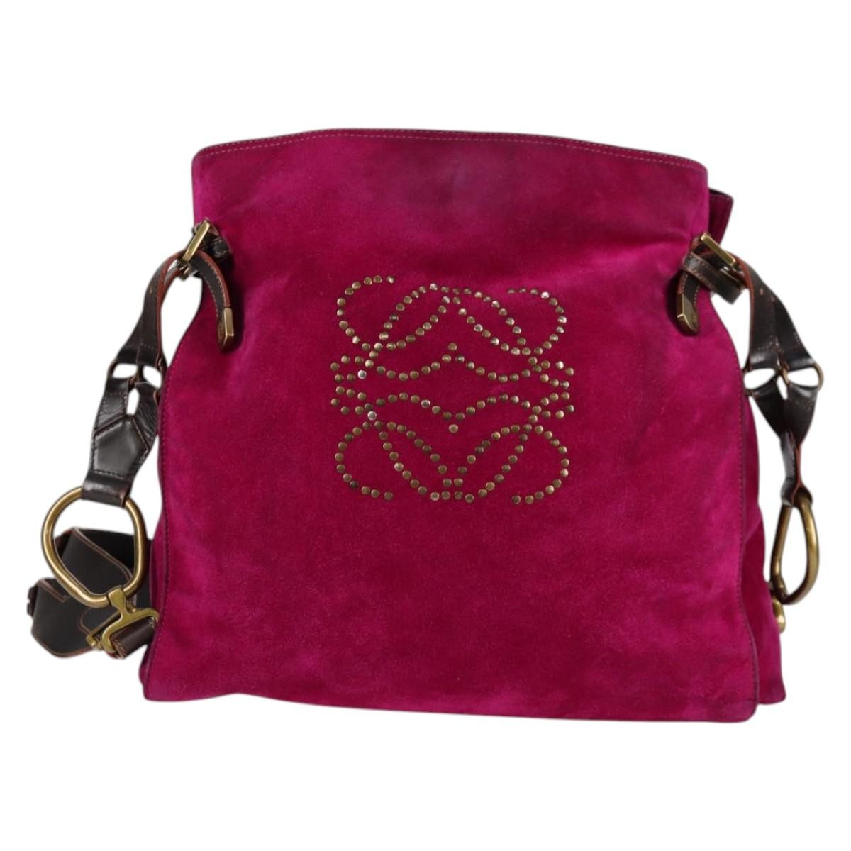 Loewe Anagram Shoulder Bag Suede, PURPLE, SUEDE, Shoulder bag