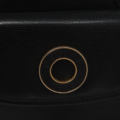 Celine Circle Logo Handbag Leather, BLACK, LEATHER, Handbag