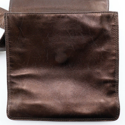 Chanel Vintage Shoulder Bag Leather, BROWN, LEATHER, Shoulder bag