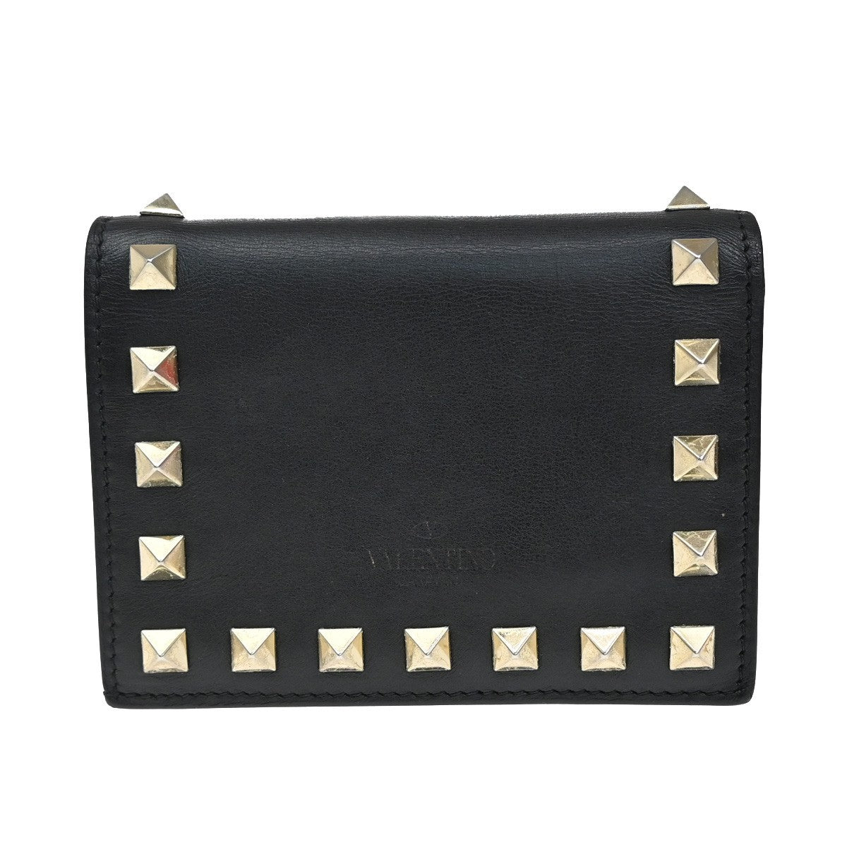 Valentino Garavani Rockstud Bifold Wallet Leather, BLACK, LEATHER, Wallets
