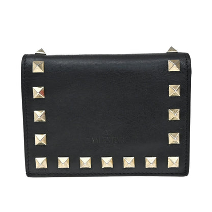 Valentino Garavani Rockstud Bifold Wallet Leather, BLACK, LEATHER, Wallets