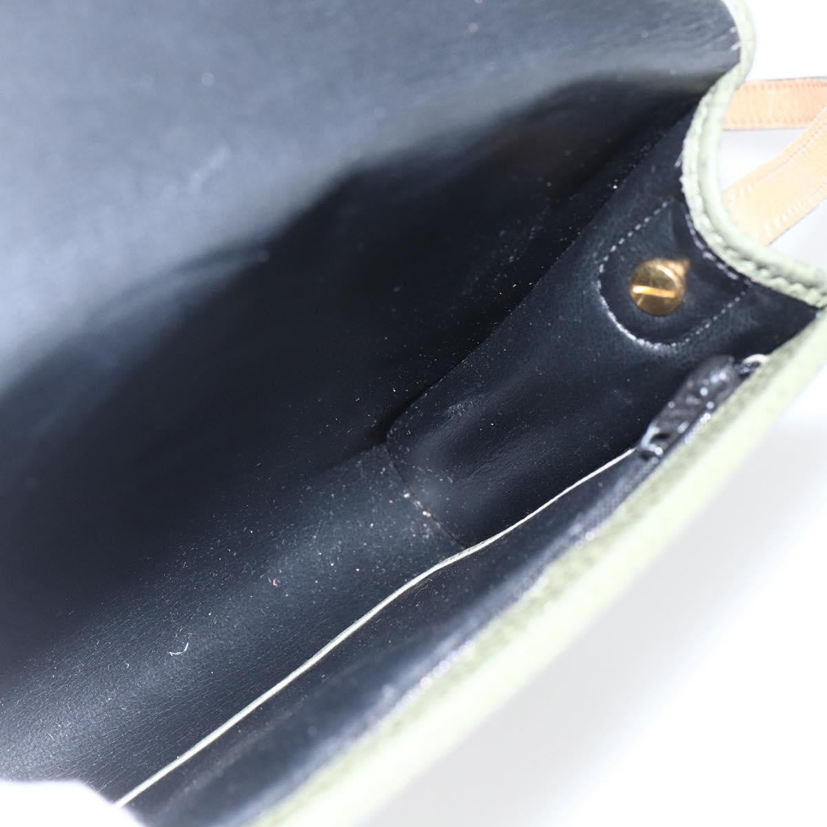 Christian Dior Vintage CD Flap Shoulder Bag Leather, KHAKI, LEATHER, Shoulder bag