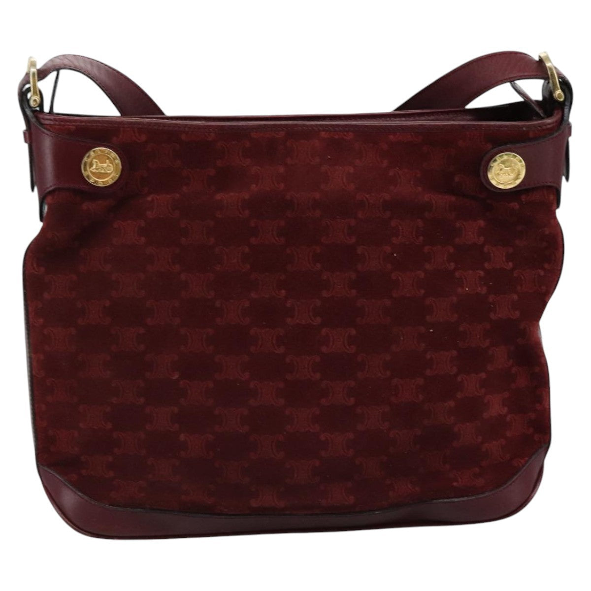 Celine Vintage Macadam Shoulder Bag Suede, RED, SUEDE, Shoulder bag