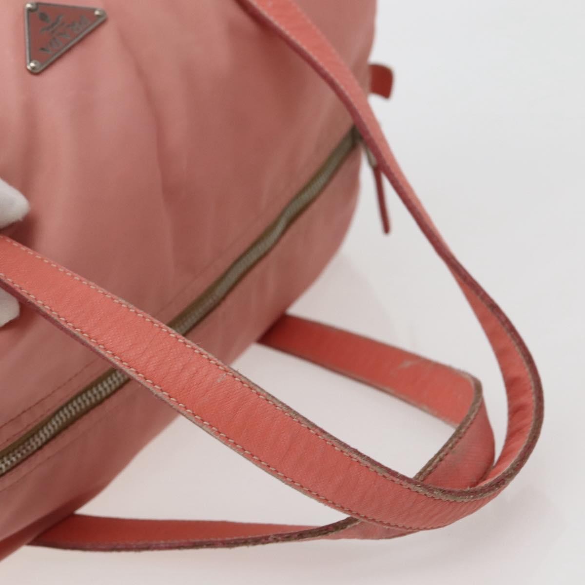 Prada Side Pocket Bauletto Bag Nylon with Leather, PINK, NYLON, Handbag