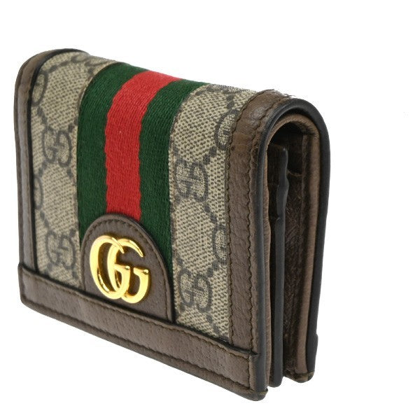 Gucci Ophidia Flap Card Case GG Coated Canvas, BROWN, CANVAS, Wallets