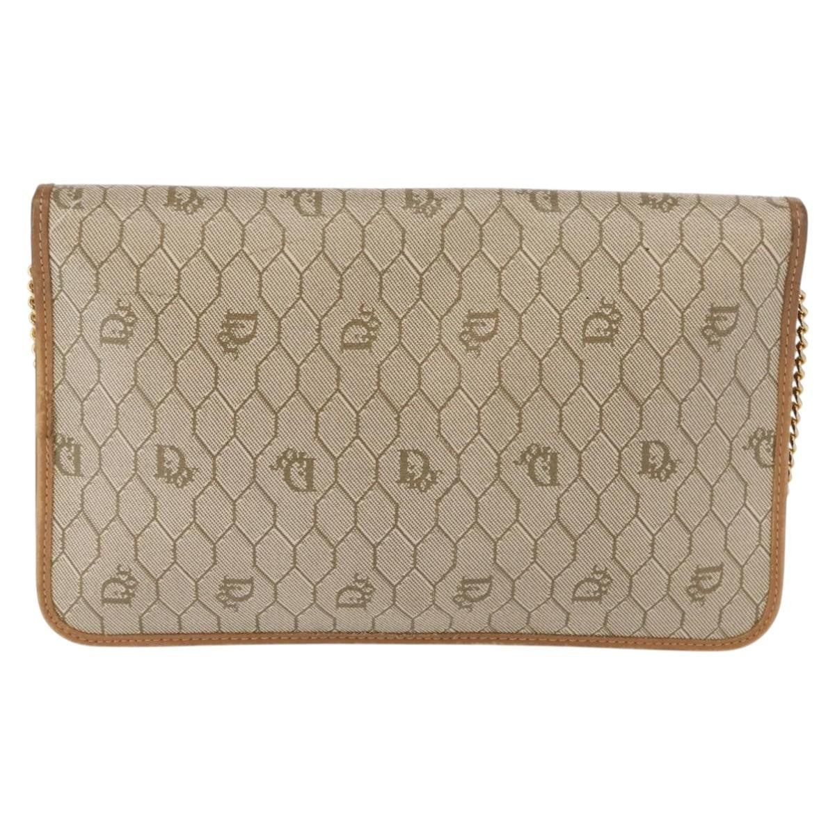Christian Dior Vintage Honeycomb chain Canvas, BEIGE, CANVAS, Shoulder bag