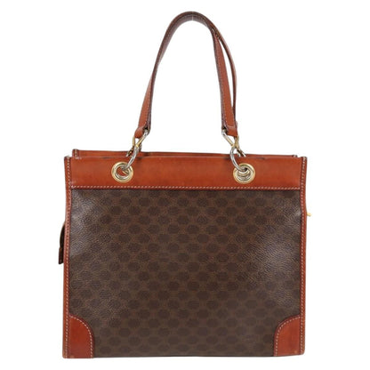 Celine Vintage Macadam Shoulder Bag Leather, BROWN, LEATHER, Shoulder bag