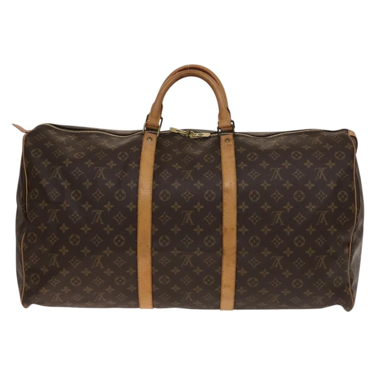 Louis Vuitton Keepall Bag Monogram Canvas, BROWN, CANVAS, Travel bag