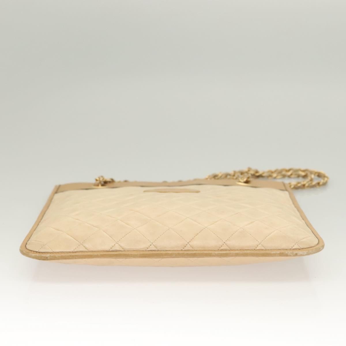Chanel Chain Shoulder Bag Leather, BEIGE, LEATHER, Shoulder bag