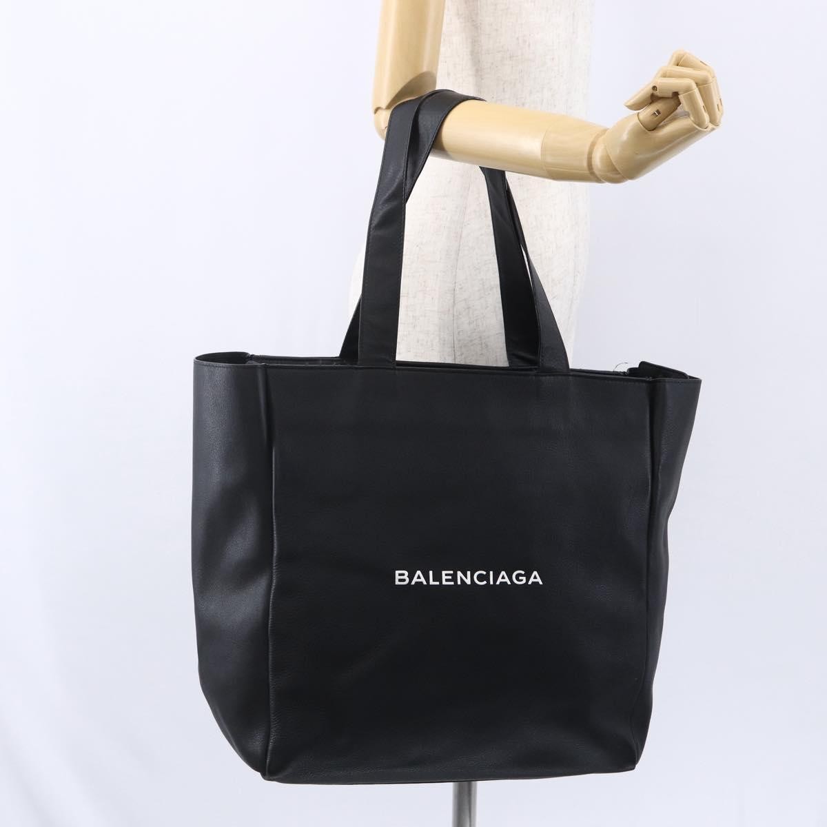 Balenciaga Everyday Carry Tote Leather, BLACK, LEATHER, Tote bag