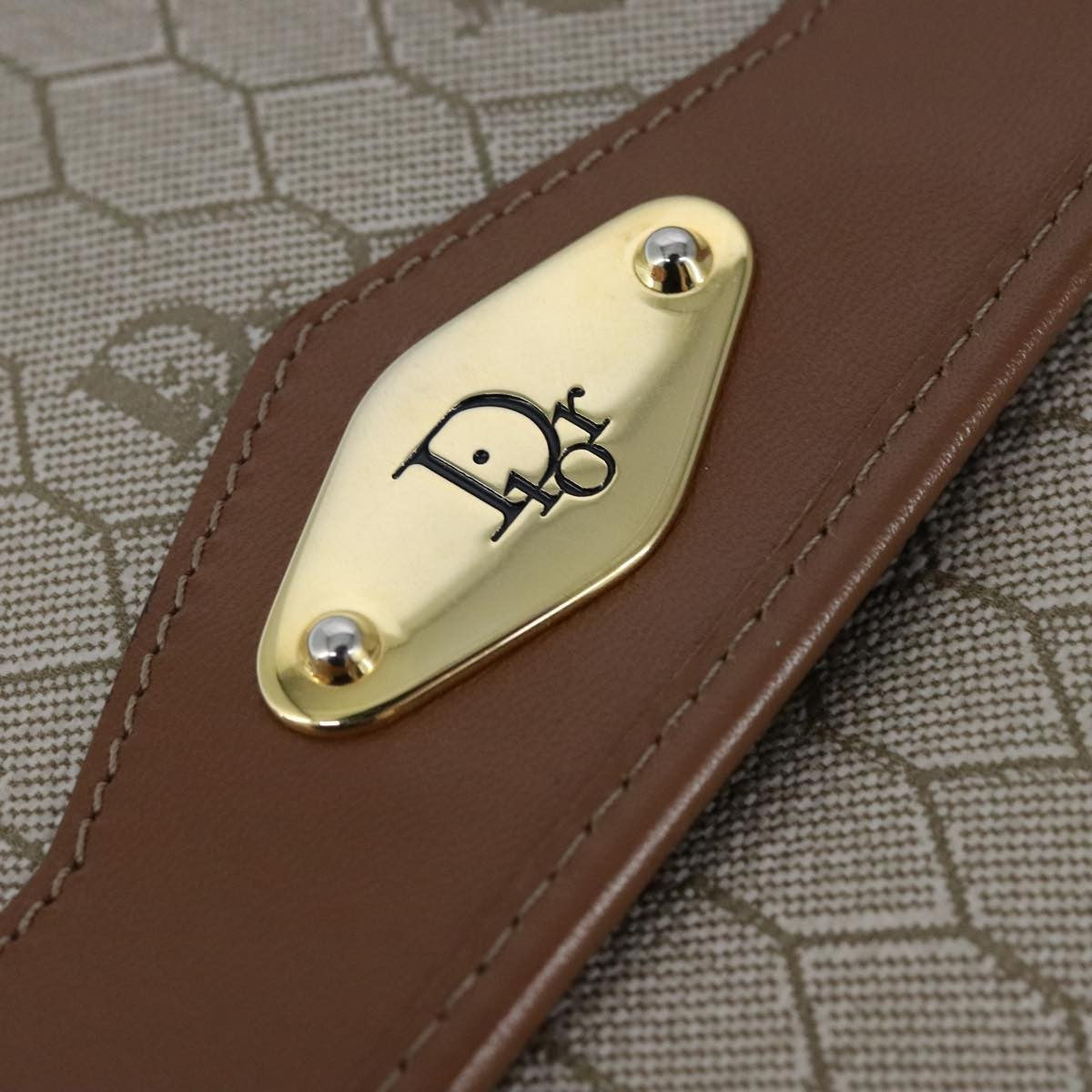 Christian Dior Vintage Honeycomb chain Canvas, BEIGE, CANVAS, Shoulder bag