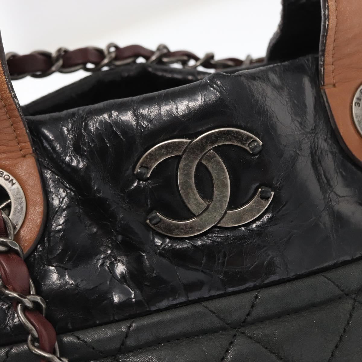 Chanel In The Mix Tote Quilted Iridescent Calfskin, BLACK, LEATHER, Shoulder bag