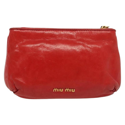 Miu Miu Zip Wristlet Pouch Leather, RED, LEATHER, Clutche & pouche