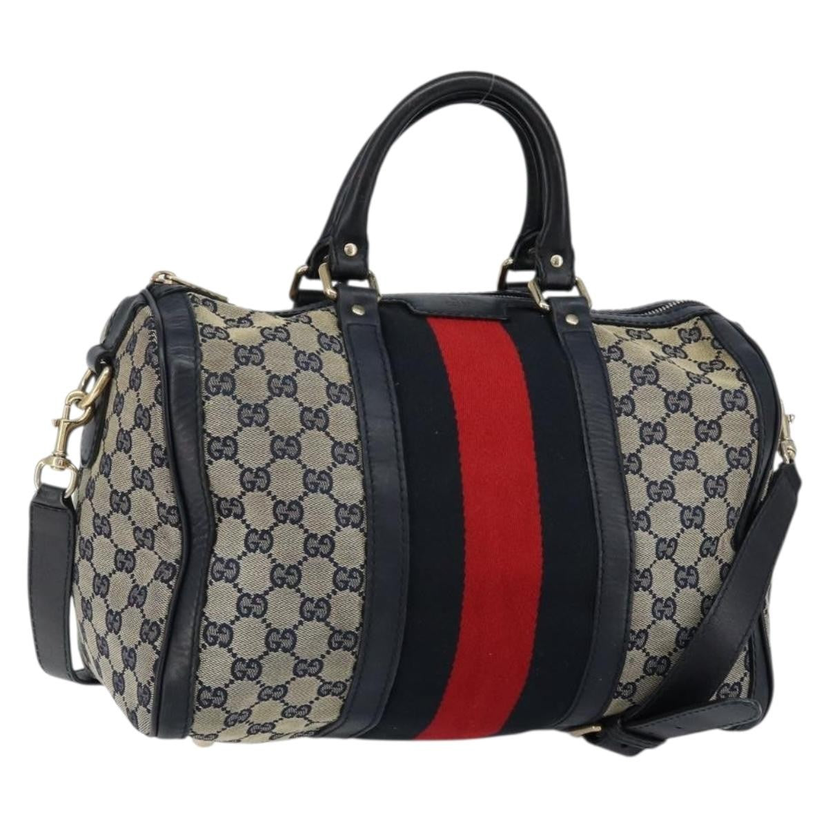 Gucci Vintage Web Boston Bag GG Canvas, NAVY, CANVAS, Travel bag