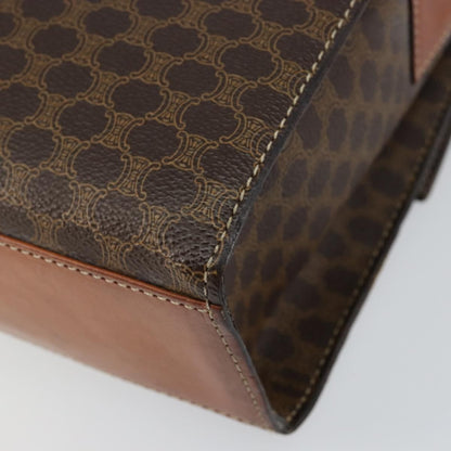 Celine Vintage Macadam Circle Logo Shoulder Bag Canvas and Leather, BROWN, CANVAS, Shoulder bag