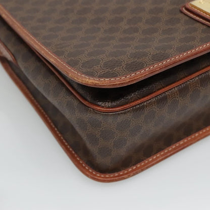 Celine Vintage Macadam Shoulder Bag Canvas and Leather, BROWN, CANVAS, Shoulder bag