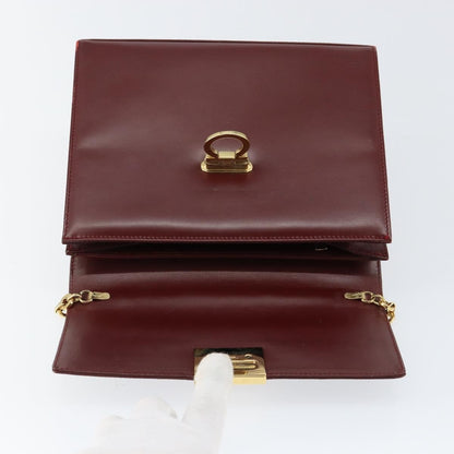 Salvatore Ferragamo Vintage Gancini Chain Shoulder Bag Leather, BURGUNDY, LEATHER, Shoulder bag