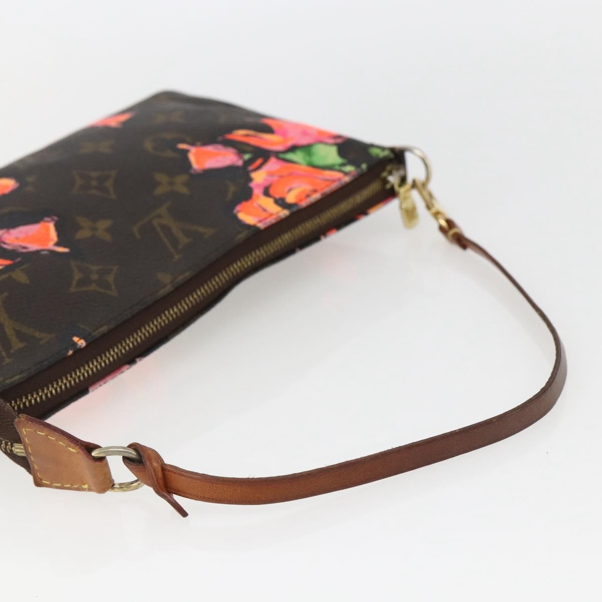 Louis Vuitton Pochette Accessoires Limited Edition Monogram Roses, BROWN, CANVAS, Clutche & pouche
