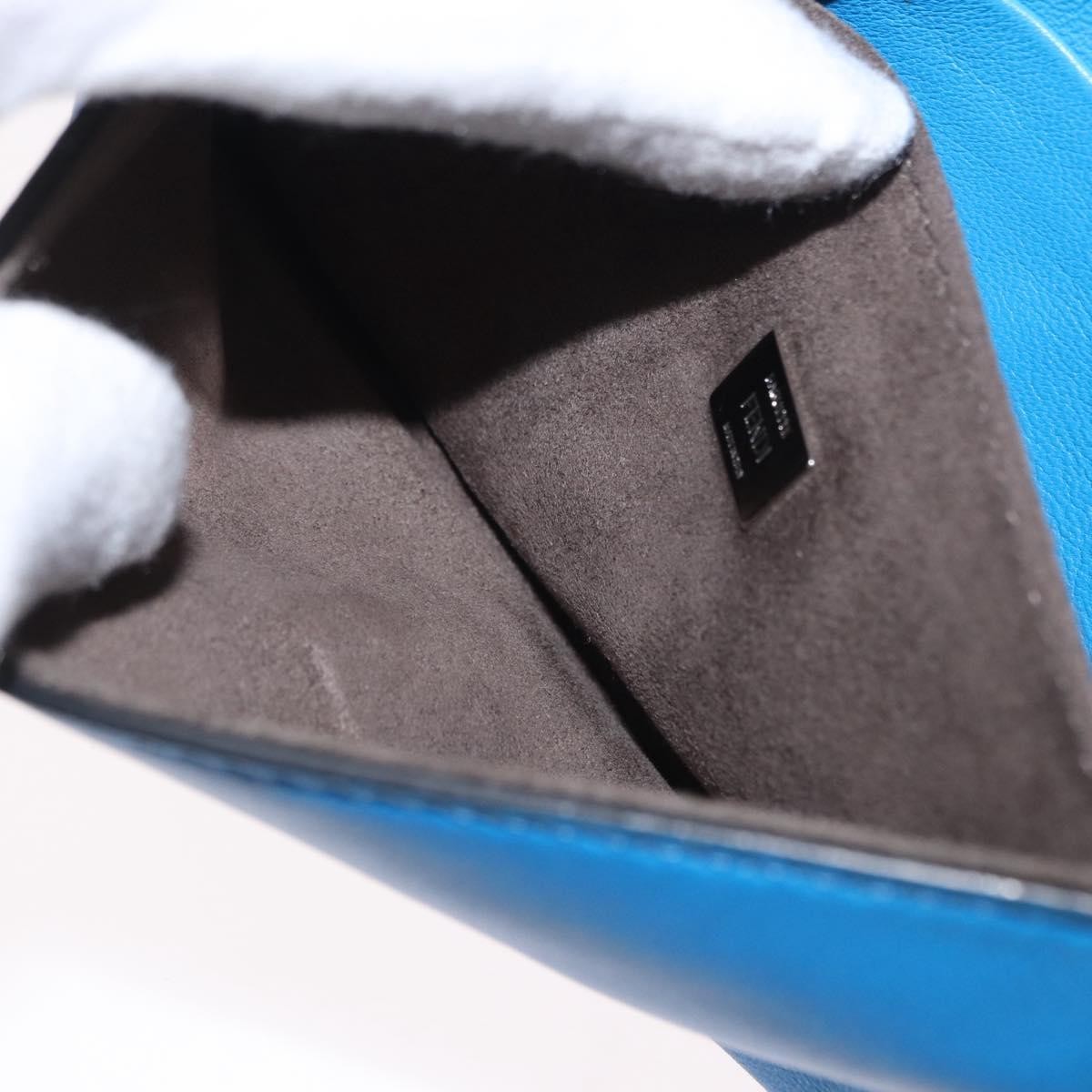 Fendi Monster Baguette Leather and Fur, BLUE, LEATHER, Handbag