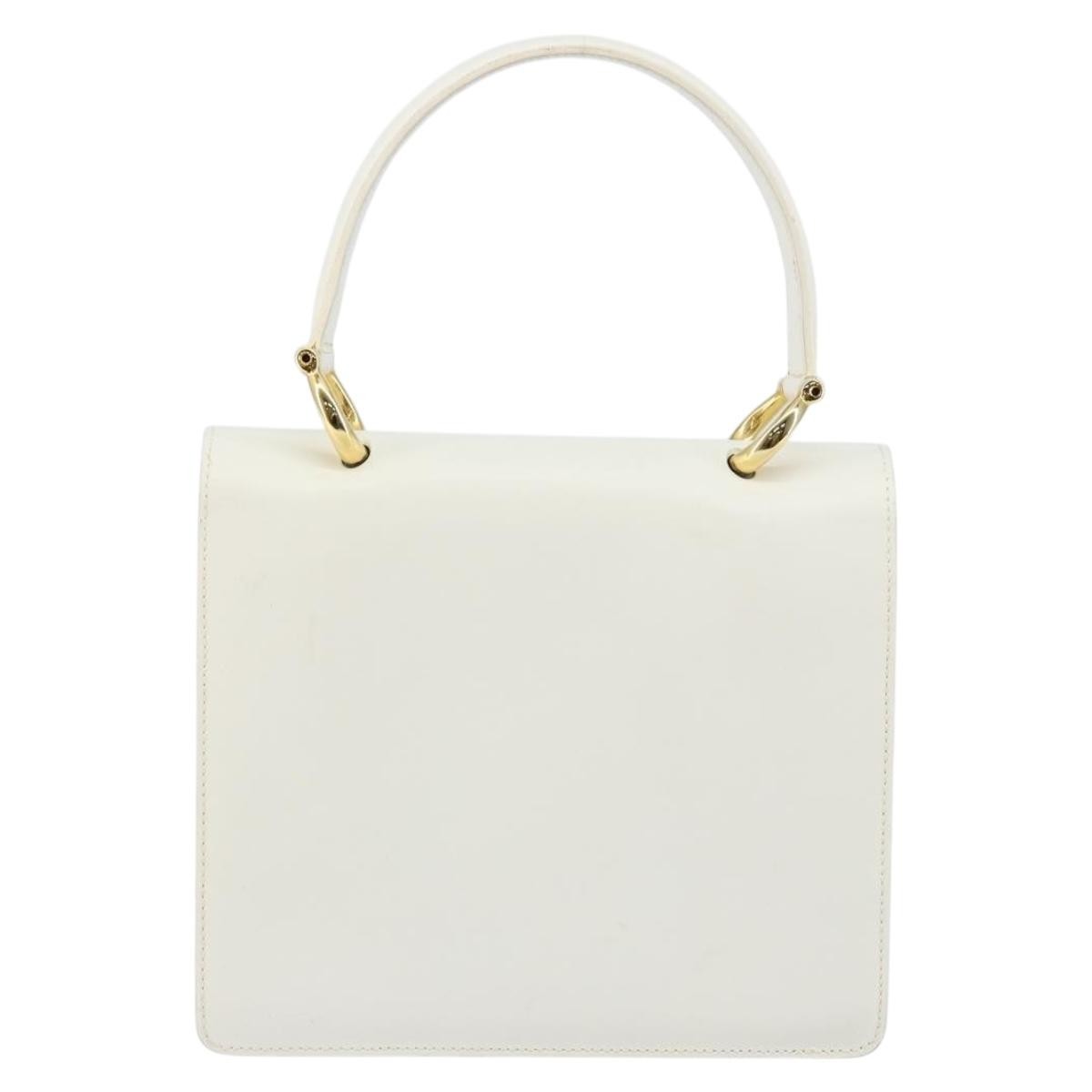 Celine Gancini Handbag Leather, WHITE, LEATHER, Handbag