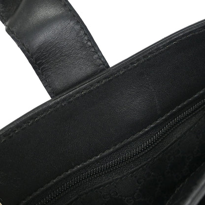 Gucci Web Handbag Leather wih Canvas, BLACK, LEATHER, Handbag