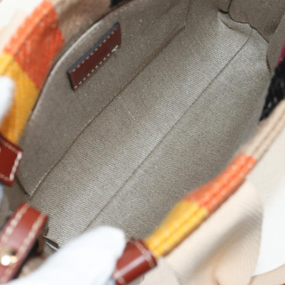 Chloe Woody Tote Canvas with Leather, MULTICOLOUR, CANVAS, Tote bag