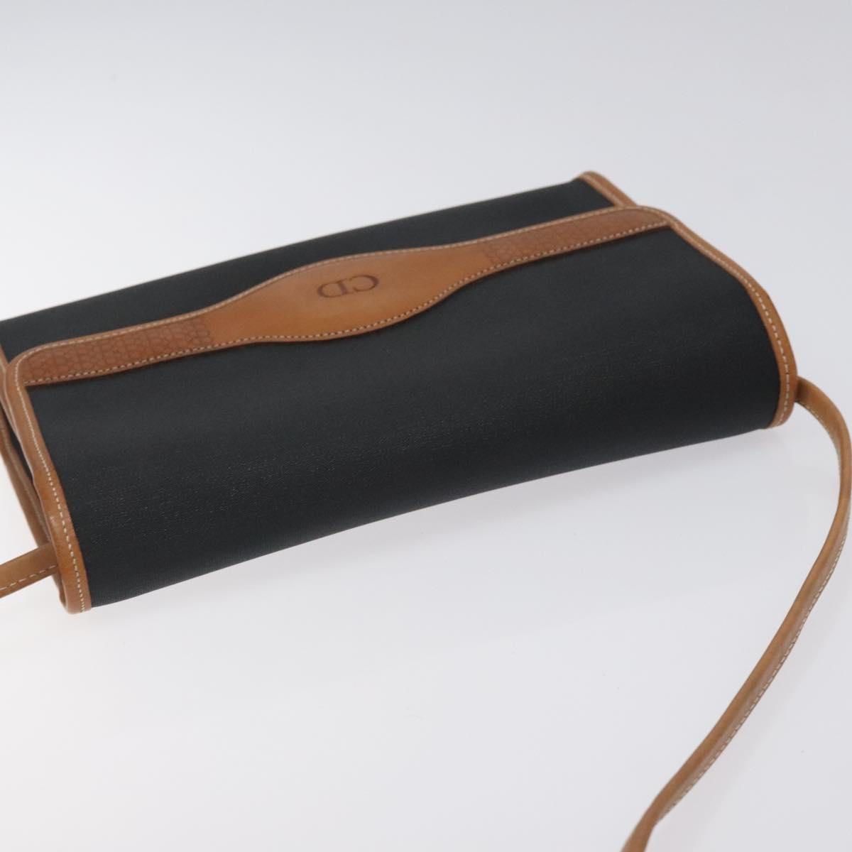 Christian Dior Vintage Flap Crossbody Bag Canvas, BLACK, CANVAS, Shoulder bag