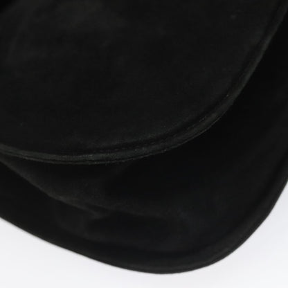 Salvatore Ferragamo Gancini Shoulder Bag Suede, BLACK, SUEDE, Shoulder bag