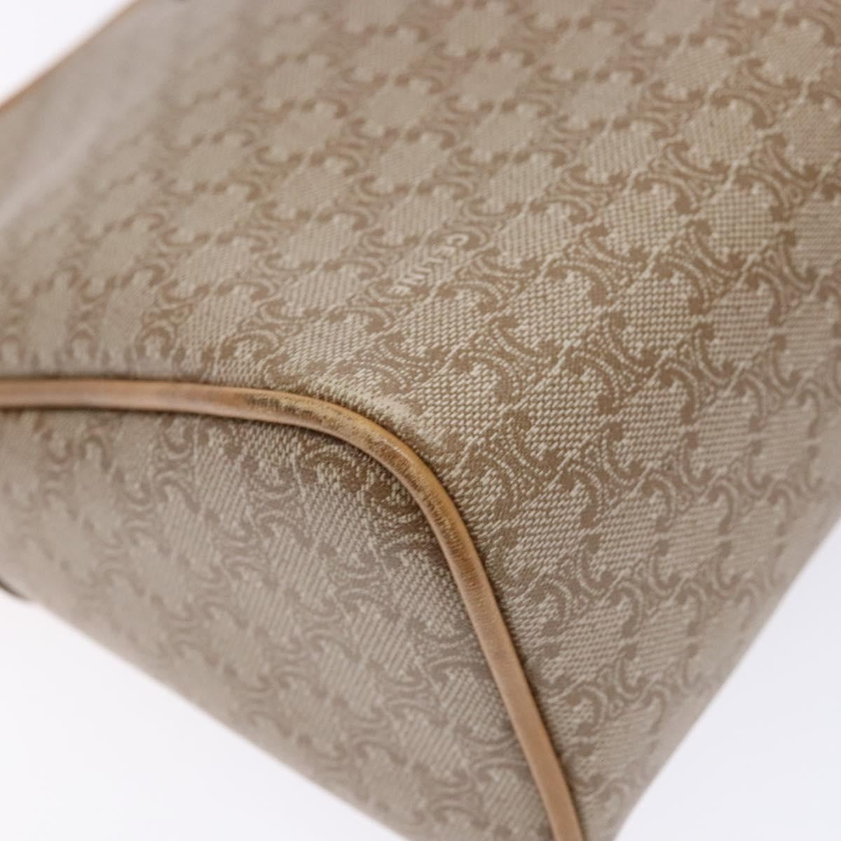 Celine Vintage Macadam Shoulder Bag Canvas and Leather, BEIGE, CANVAS, Shoulder bag