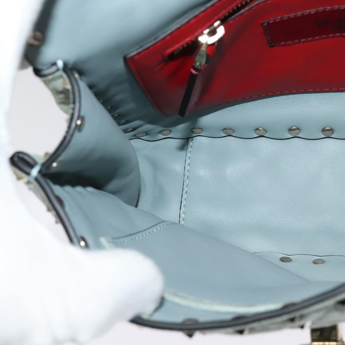 Valentino Garavani Rockstud Spike Flap Bag Quilted Suede, BLUE, SUEDE, Shoulder bag