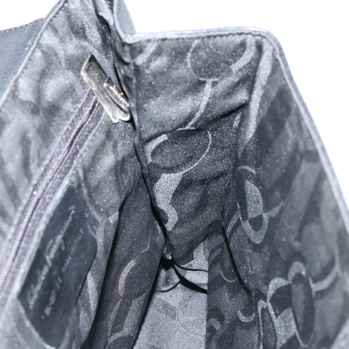 Salvatore Ferragamo Gancini Shoulder Bag Leather, BLACK, LEATHER, Shoulder bag