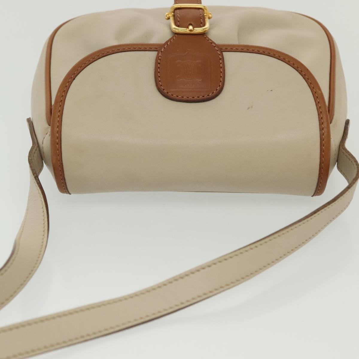 Celine Flap Shoulder Bag Leather, BEIGE, LEATHER, Shoulder bag