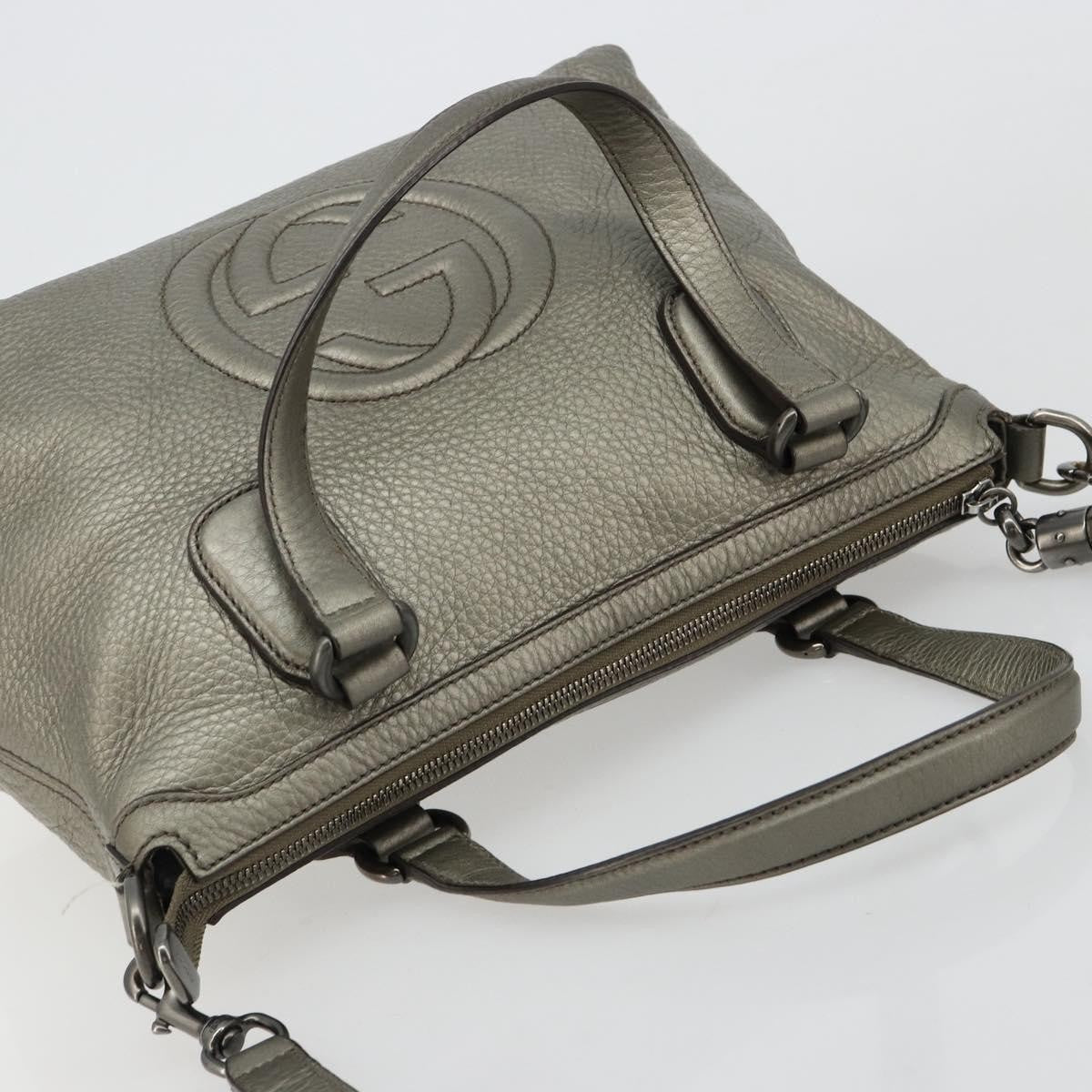 Gucci Soho Convertible Top Handle Bag Leather, Silver, Leather, Handbag