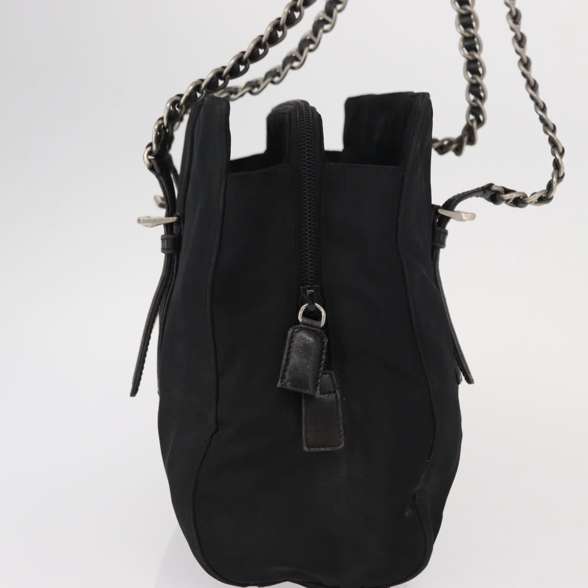 Prada Vintage Chain Shoulder Bag Tessuto, BLACK, NYLON, Shoulder bag