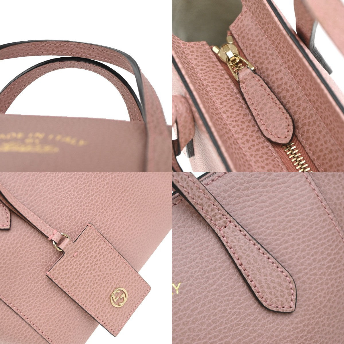 Gucci Swing Crossbody Bag Pebbled Leather, Pink, Leather, Handbag